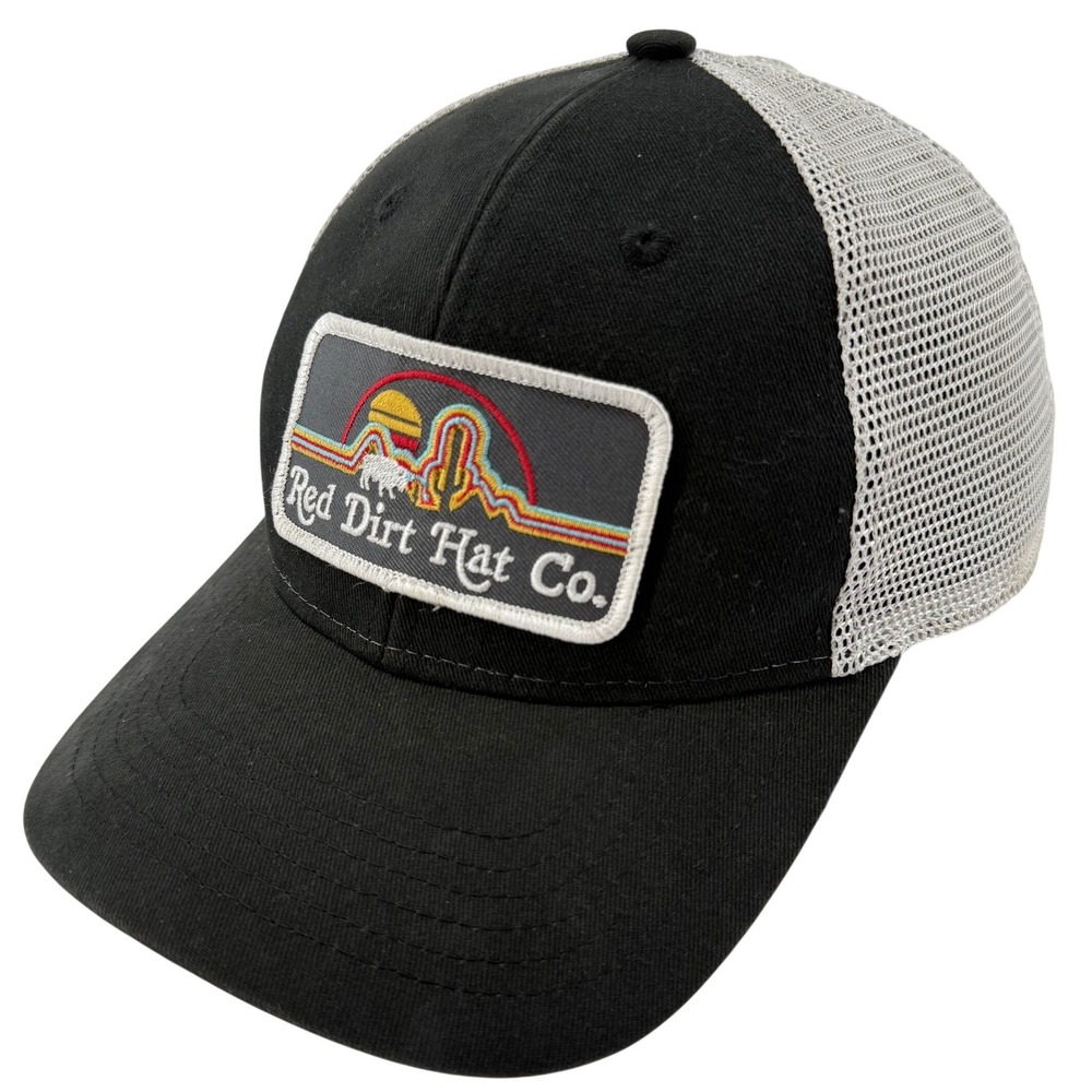 Red Dirt Hat Co Trucker Hat Womens OSFM Black Gray Excellent Ponytail Mesh Back